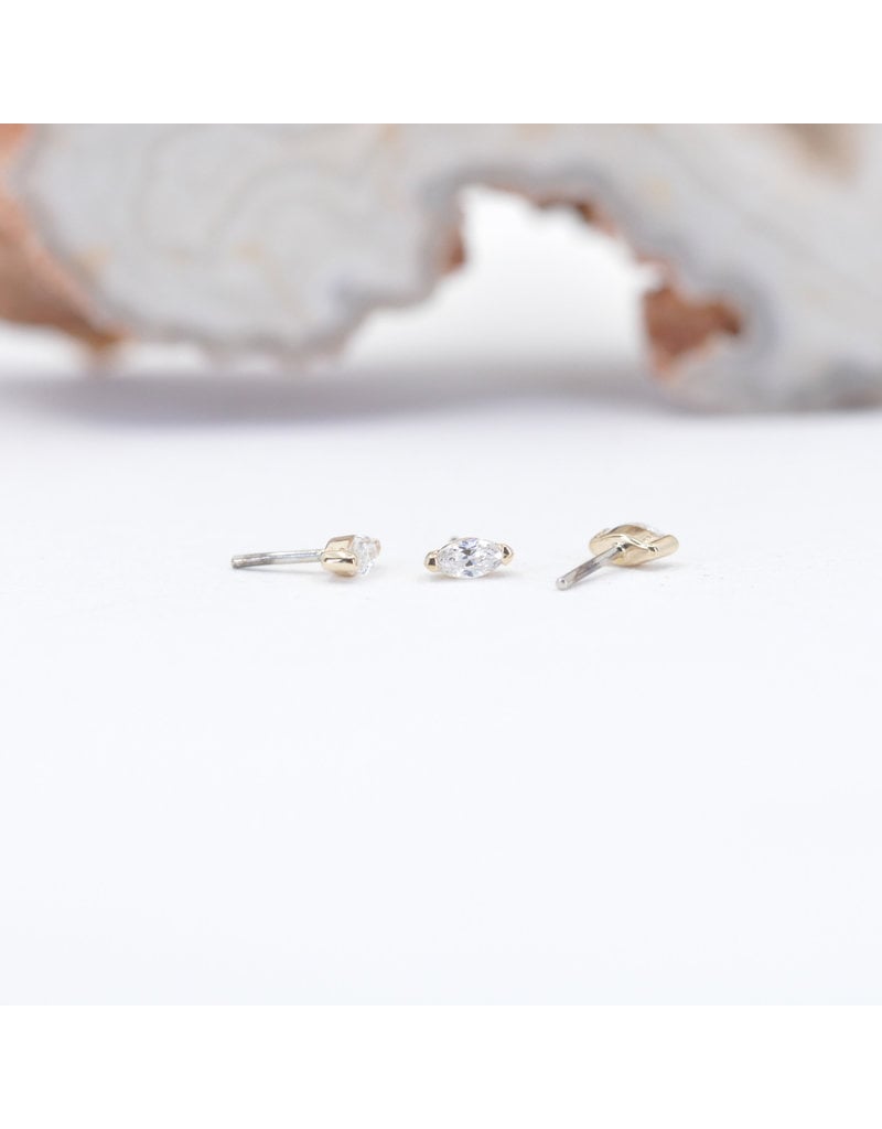 BVLA V Prong with Marquise Genuine Diamond or CZ in 14k Gold Threadless Ends by BVLA!
