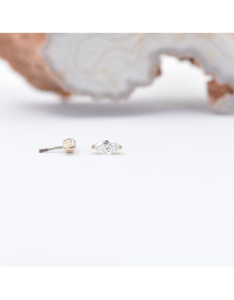 BVLA V Prong with Marquise Genuine Diamond or CZ in 14k Gold Threadless Ends by BVLA!