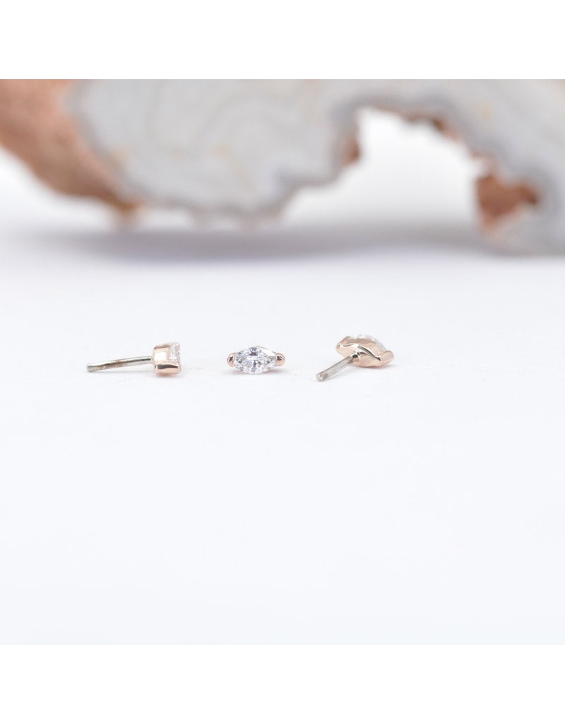 BVLA V Prong with Marquise Genuine Diamond or CZ in 14k Gold Threadless Ends by BVLA!