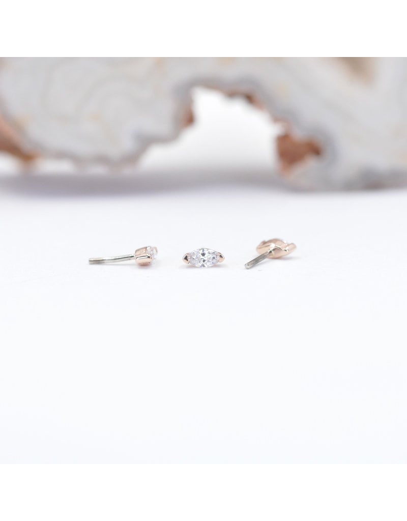 BVLA V Prong with Marquise Genuine Diamond or CZ in 14k Gold Threadless Ends by BVLA!