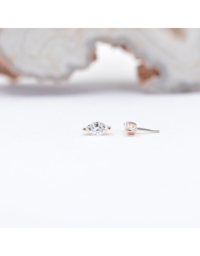 BVLA V Prong with Marquise Genuine Diamond or CZ in 14k Gold Threadless Ends by BVLA!
