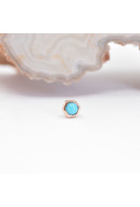 BVLA 3mm Honeycomb with 2mm Turquoise Cabochon in 14k Rose Gold Threadless Ends