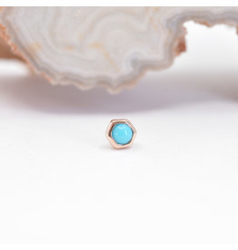BVLA Honeycomb Single 3mm Threadless End 14k Rose Gold 2mm Turquoise Cab