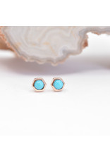 BVLA 3mm Honeycomb with 2mm Turquoise Cabochon in 14k Rose Gold Threadless Ends