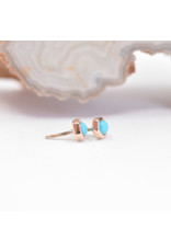 BVLA 3mm Honeycomb with 2mm Turquoise Cabochon in 14k Rose Gold Threadless Ends