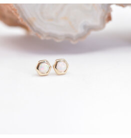 BVLA 3mm Honeycomb White Opal Yellow Gold Threadless Ends