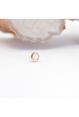 BVLA 3mm Honeycomb with 2mm Synthetic White Opal Cabochon in 14k Yellow Gold Threadless Ends