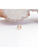 BVLA 3mm Honeycomb with 2mm Sandblasted Rose Quartz Cabochon in 14k Yellow Gold Threadless Ends