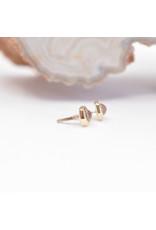BVLA 3mm Honeycomb with 2mm Rose Quartz Cabochon in 14k Yellow Gold Threadless Ends