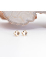BVLA 3mm Honeycomb with 2mm Rose Quartz Cabochon in 14k Yellow Gold Threadless Ends