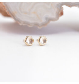 BVLA 3mm Honeycomb Rose Quartz Yellow Gold Threadless Ends