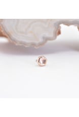 BVLA 3mm Honeycomb with 2mm Rose Quartz Cabochon in 14k Rose Gold Threadless Ends