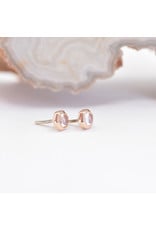 BVLA 3mm Honeycomb with 2mm Rose Quartz Cabochon in 14k Rose Gold Threadless Ends