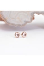 BVLA 3mm Honeycomb with 2mm Rose Quartz Cabochon in 14k Rose Gold Threadless Ends