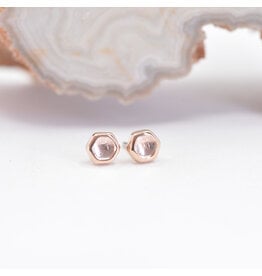 BVLA 3mm Honeycomb Rose Quartz Rose Gold Threadless Ends