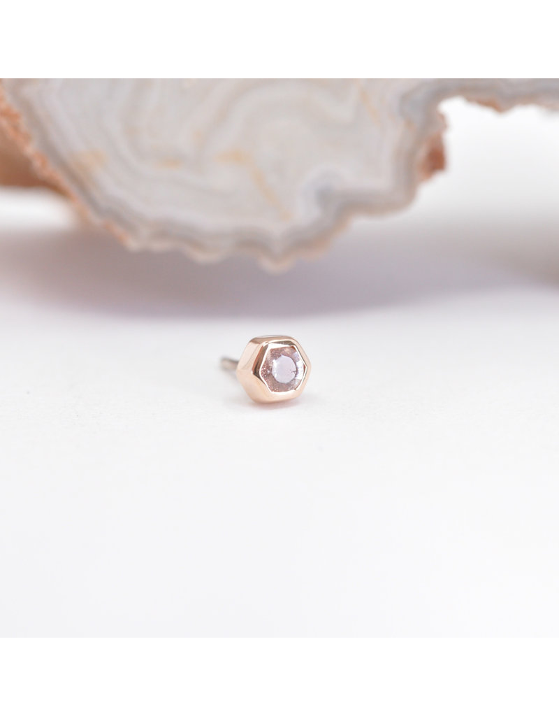 BVLA 3mm Honeycomb with 2mm Faceted Oregon Sunstone in 14k Yellow Gold Threadless Ends