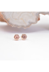 BVLA 3mm Honeycomb with 2mm Faceted Oregon Sunstone in 14k Yellow Gold Threadless Ends