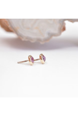 BVLA 3mm Honeycomb with 2mm Rose Cut Grade AA Rhodolite in 14k Yellow Gold Threadless Ends