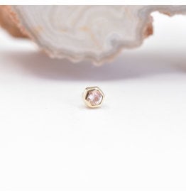 BVLA Honeycomb Single 3mm Threadless End 14k Yellow Gold 2mm Oregon Sunstone Faceted