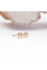 BVLA 3mm Honeycomb with 2mm Faceted Oregon Sunstone in 14k Yellow Gold Threadless Ends