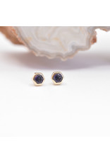 BVLA 3mm Honeycomb with 2mm Midnight Topaz in 14k Yellow Gold Threadless Ends