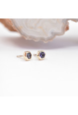 BVLA 3mm Honeycomb with 2mm Midnight Topaz in 14k Yellow Gold Threadless Ends