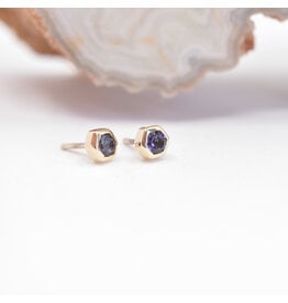 BVLA 3mm Honeycomb Midnight Topaz Yellow Gold Threadless Ends