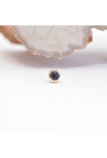 BVLA 3mm Honeycomb with 2mm Midnight Topaz in 14k Yellow Gold Threadless Ends