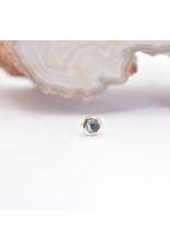BVLA 3mm Honeycomb with 2mm Rose Cut London Blue Topaz in 14k Yellow Gold Threadless Ends