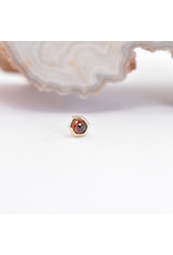 BVLA 3mm Honeycomb with 2mm Rose Cut Grade AA Garnet in 14k Yellow Gold Threadless Ends