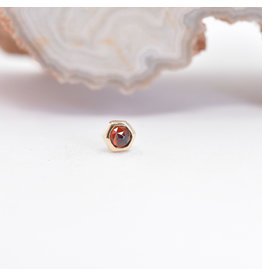 BVLA Honeycomb Single 3mm Threadless End 14k Yellow Gold 2mm Garnet AA Rose Cut