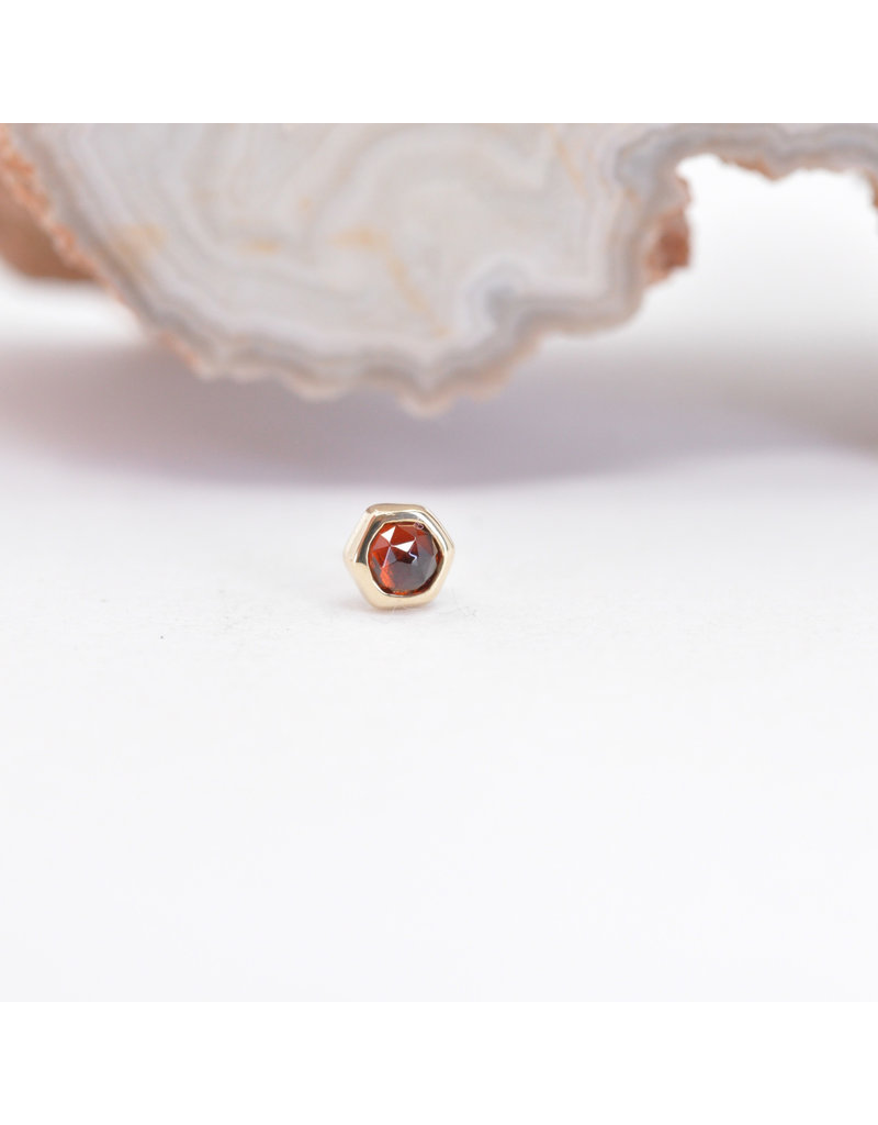BVLA 3mm Honeycomb with 2mm Rose Cut Grade AA Garnet in 14k Yellow Gold Threadless Ends