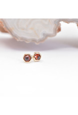 BVLA 3mm Honeycomb with 2mm Rose Cut Grade AA Garnet in 14k Yellow Gold Threadless Ends