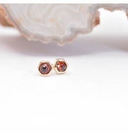 BVLA 3mm Honeycomb Garnet Yellow Gold Threadless Ends