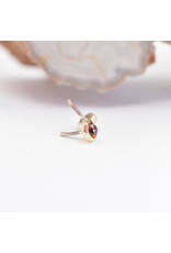 BVLA 3mm Honeycomb with 2mm Rose Cut Grade AA Garnet in 14k Yellow Gold Threadless Ends