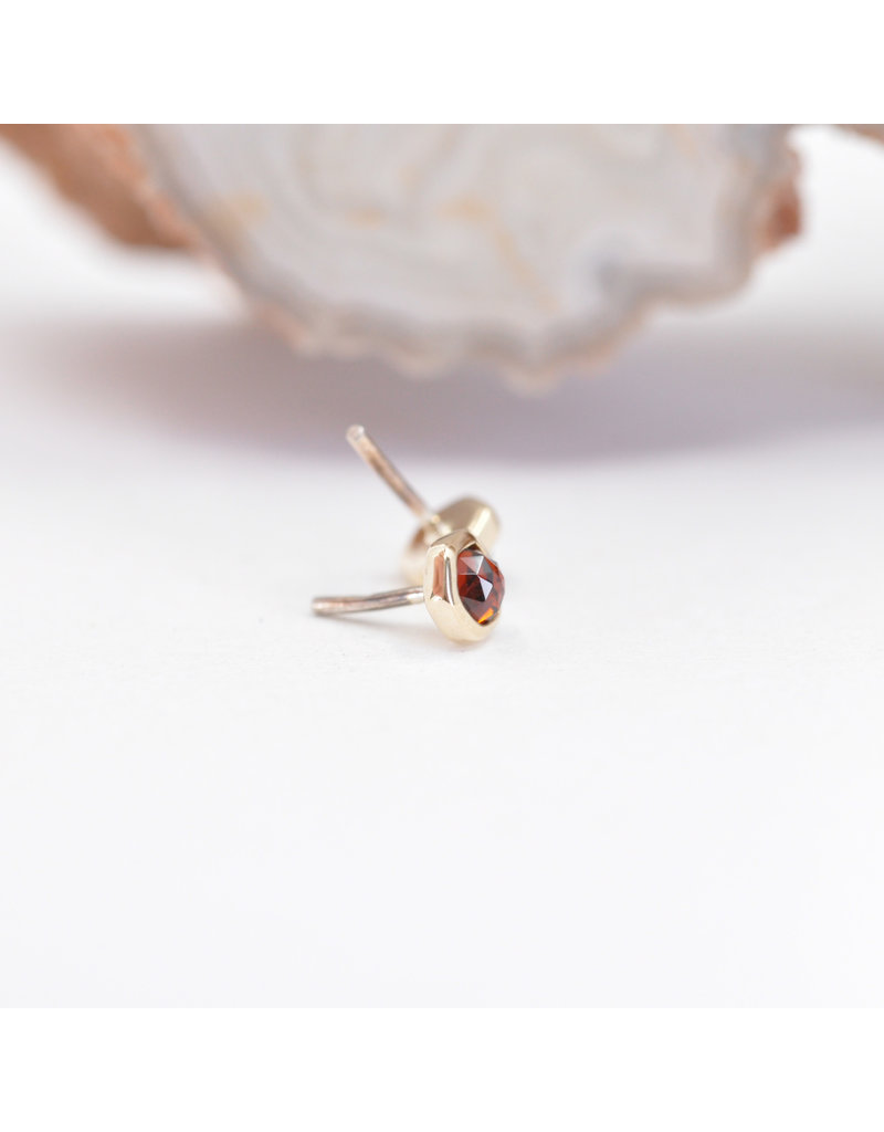 BVLA 3mm Honeycomb with 2mm Rose Cut Grade AA Garnet in 14k Yellow Gold Threadless Ends