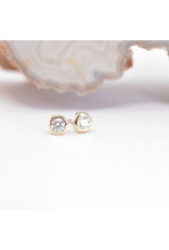 BVLA 3mm Honeycomb with 2mm Genuine VS Diamond in 14k Yellow Gold Threadless Ends