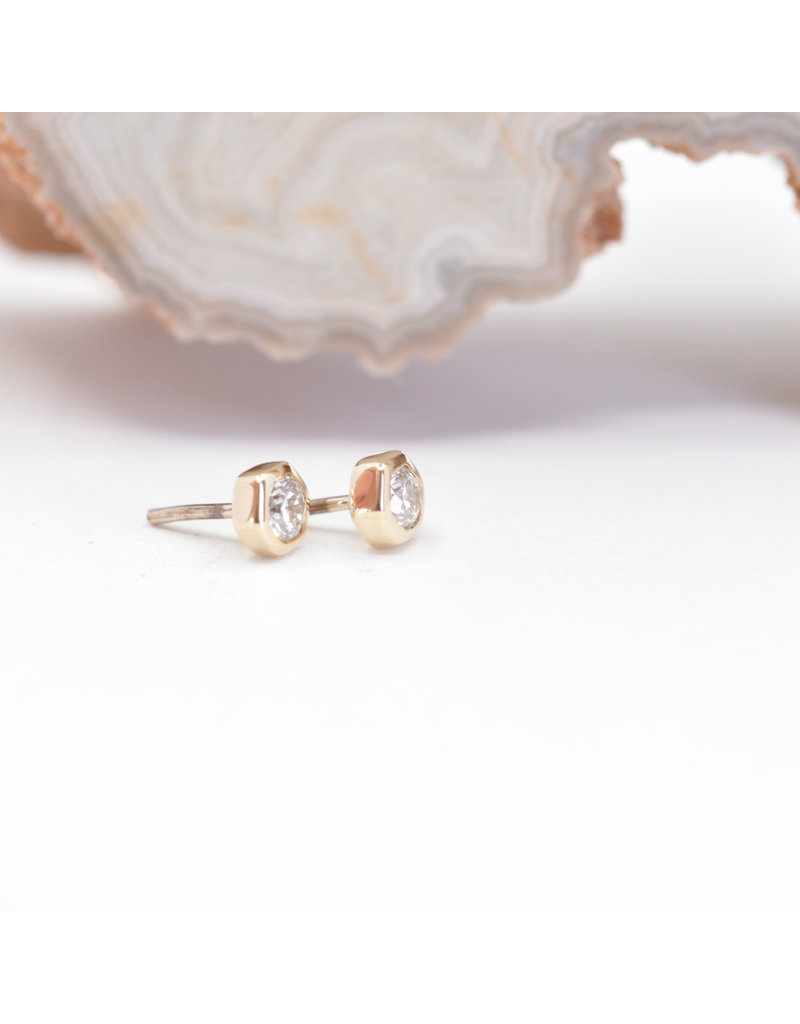 BVLA 3mm Honeycomb with 2mm Genuine VS Diamond in 14k Yellow Gold Threadless Ends