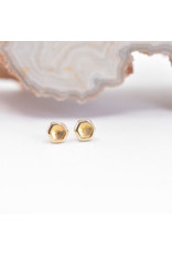 BVLA 3mm Honeycomb with 2mm Rose Cut Citrine in 14k Yellow Gold Threadless Ends