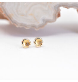 BVLA 3mm Honeycomb Citrine Yellow Gold Threadless Ends