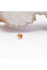 BVLA 3mm Honeycomb with 2mm Sandblasted Citrine Cabochon in 14k Yellow Gold Threadless Ends