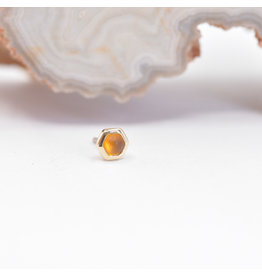 BVLA Honeycomb Single 3mm Threadless End 14k Yellow Gold 2mm Sandblasted Citrine Cab