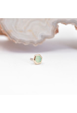 BVLA 3mm Honeycomb with 2mm Sandblasted Chrysoprase Cabochon in 14k Yellow Gold Threadless Ends