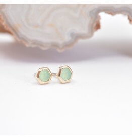 BVLA 3mm Honeycomb Chrysoprase Yellow Gold Threadless Ends