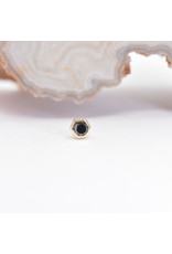 BVLA 3mm Honeycomb with 2mm Faceted Genuine Black Diamond in 14k Yellow Gold Threadless Ends