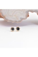 BVLA 3mm Honeycomb with 2mm Faceted Genuine Black Diamond in 14k Yellow Gold Threadless Ends