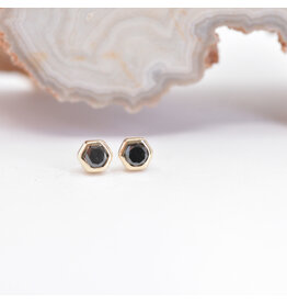 BVLA 3mm Honeycomb Black Diamond Yellow Gold Threadless Ends