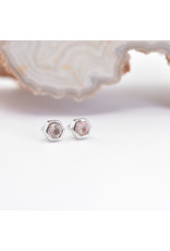 BVLA 3mm Honeycomb with 2mm Faceted Oregon Sunstone in 14k White Gold Threadless Ends