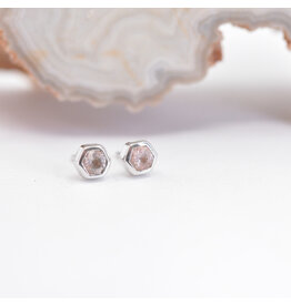 BVLA 3mm Honeycomb Sunstone White Gold Threadless Ends