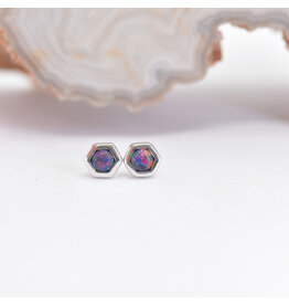 BVLA 3mm Honeycomb Black Opal White Gold Threadless Ends